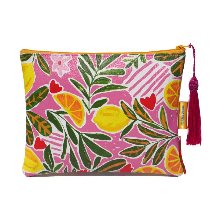 Lemons Vegan Leather Makeup Bag