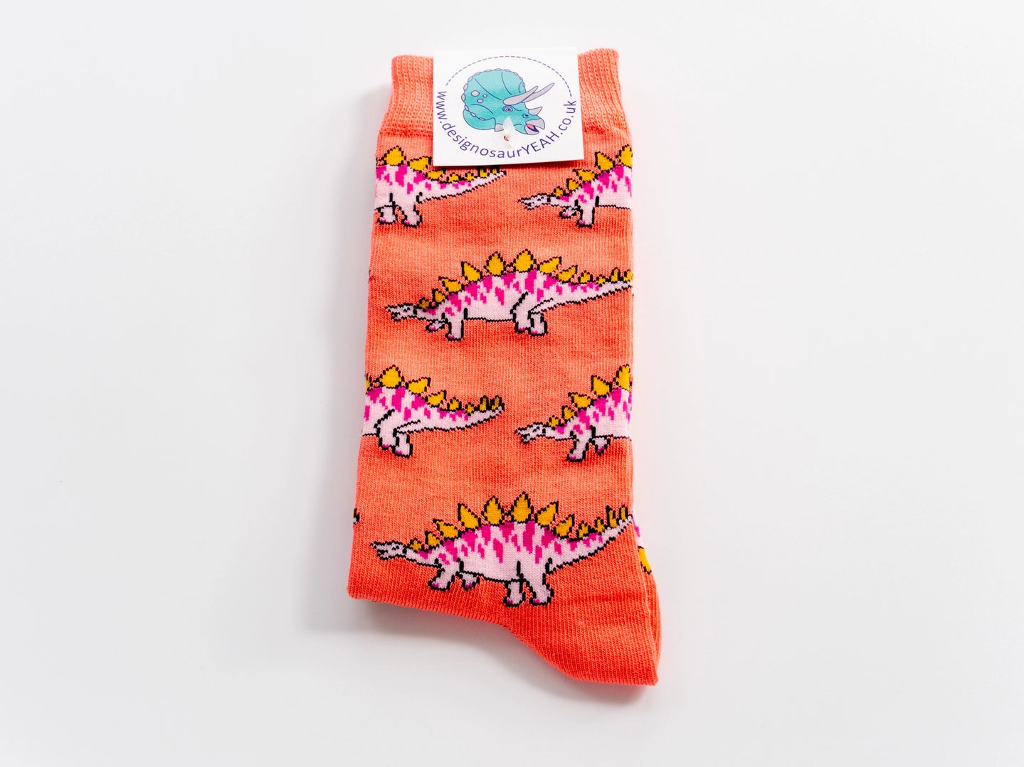 Stegosaurus Orange Dinosaur Socks