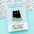 Black Cat Club Wooden Pin Badge