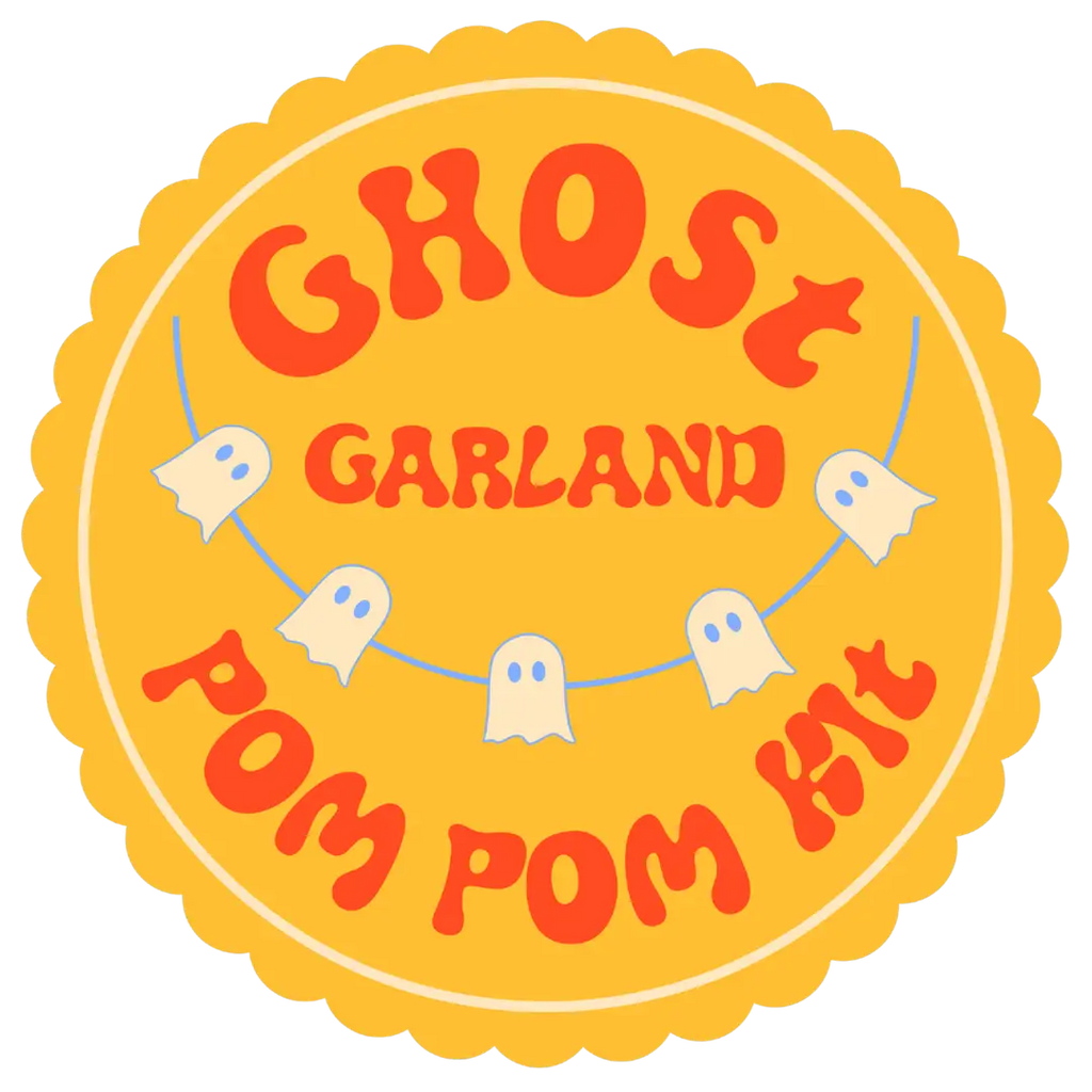 Ghost Garland Pom Pom Diy Kit - White and Neon Pink