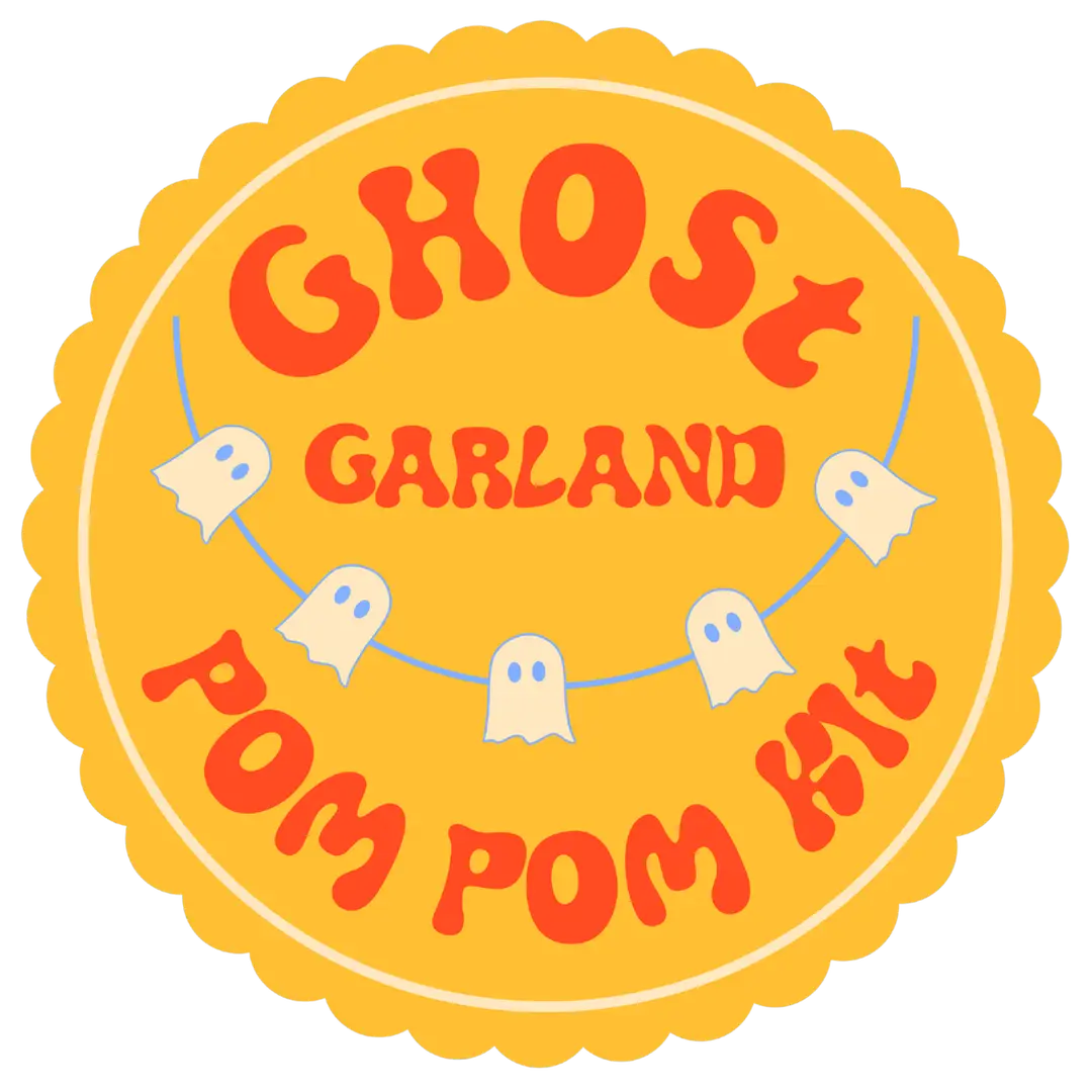 Ghost Garland Pom Pom Diy Kit - White and Neon Pink