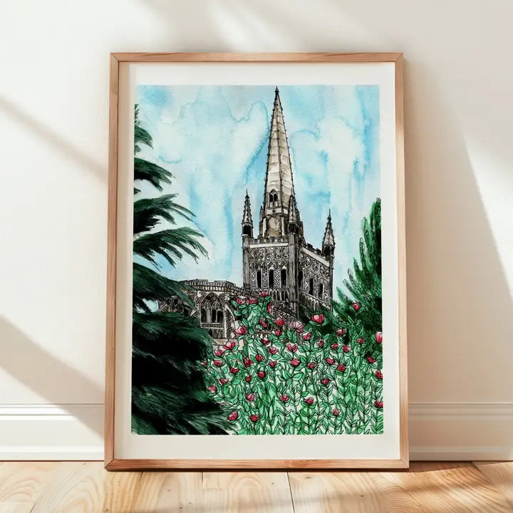 Cathedral in Blossom, Norwich - A4 print