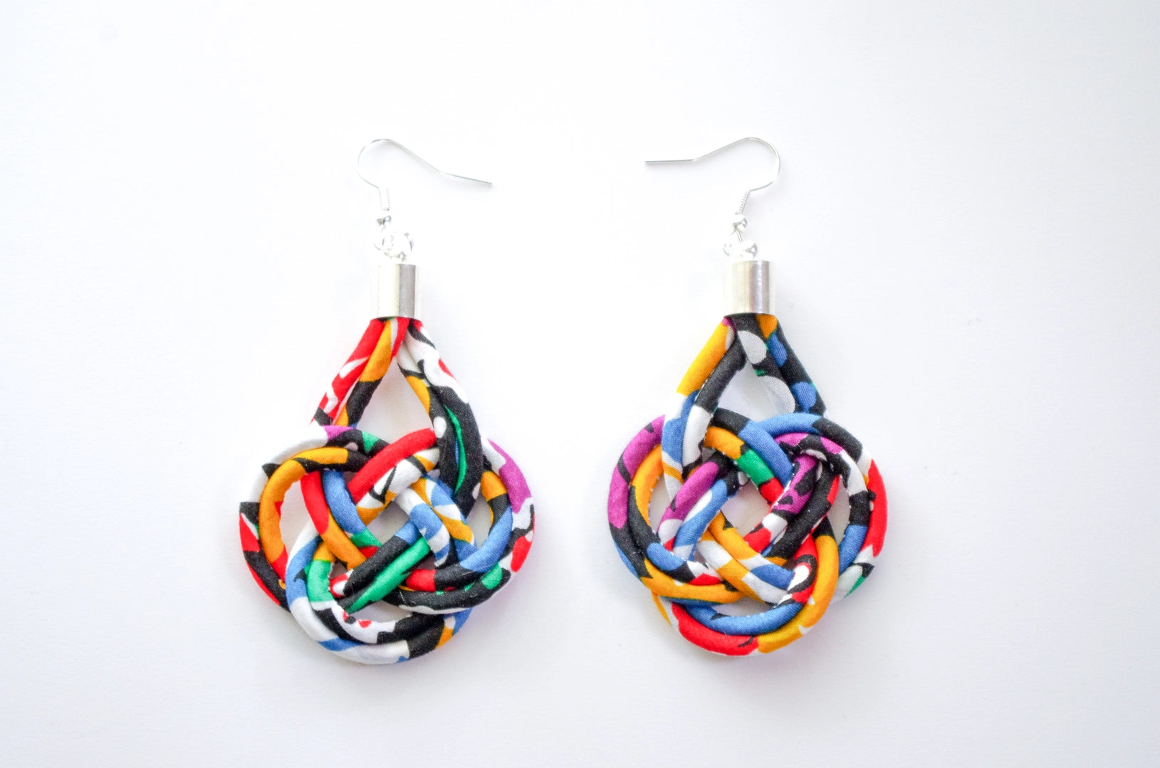 Large Liberty Fabric Cord Knot Earrings