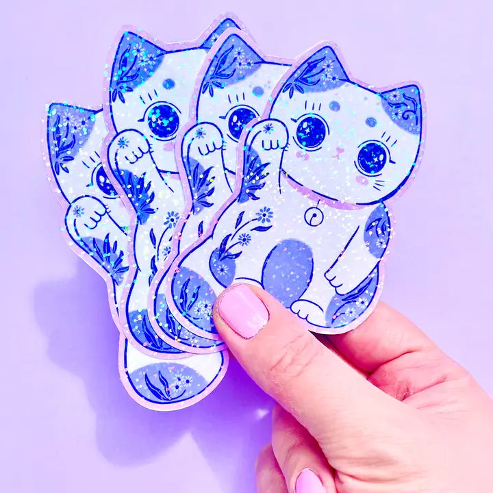 Lucky Cat Sparkle Kawaii Vinyl Sticker