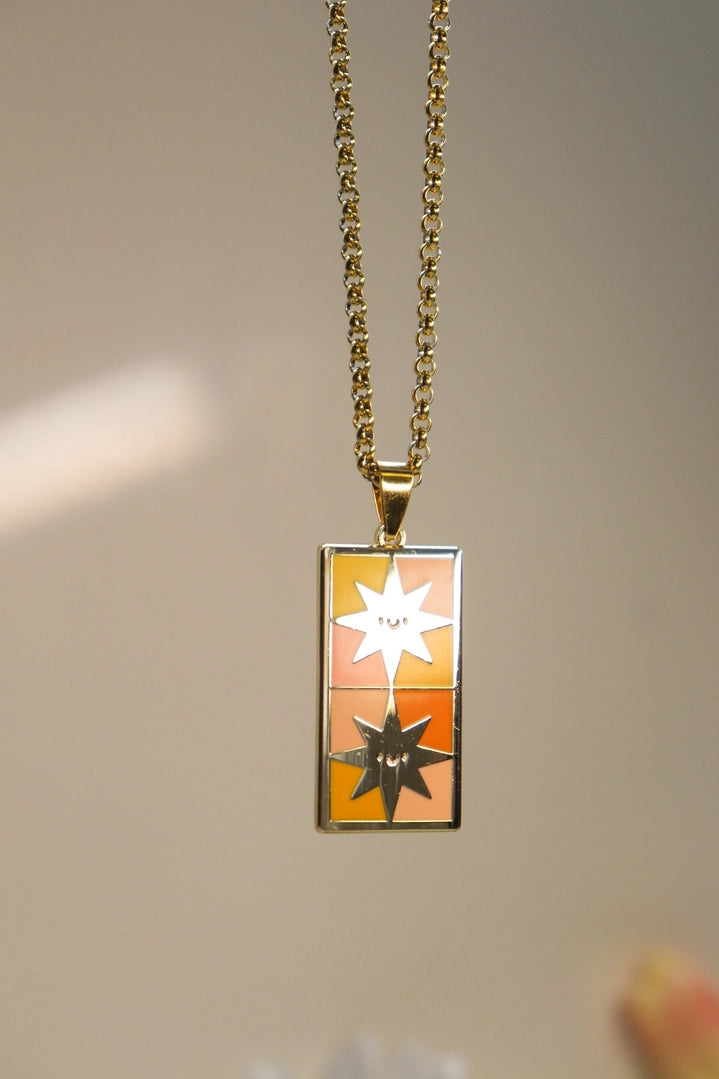 Stardust Tile Enamel Pendant Necklace