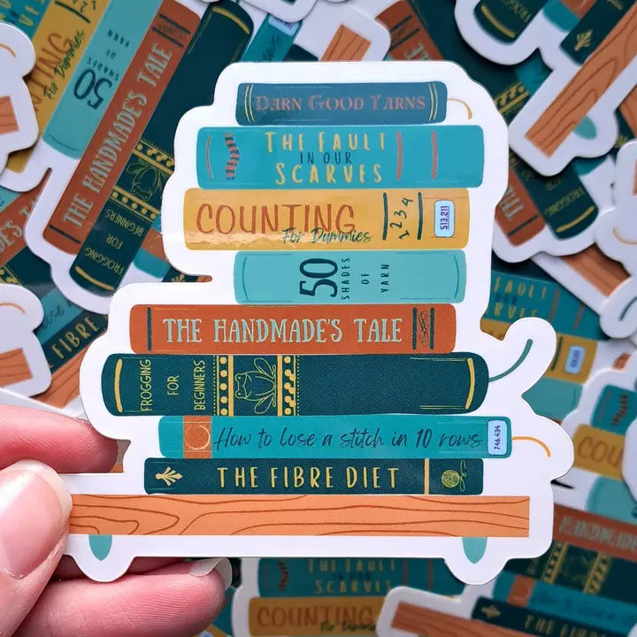 Crochet Bookstack Sticker