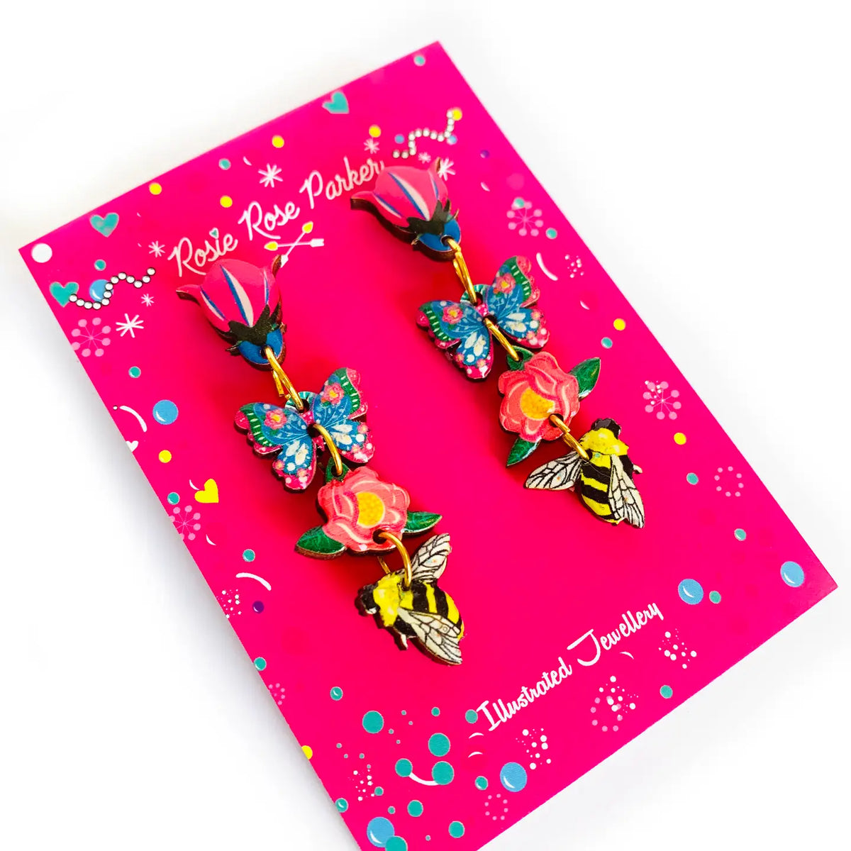 Dangle Flower Honeybee Statement Earrings Summer Floral