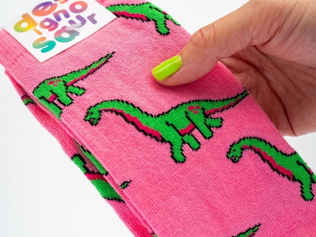 Diplodocus Pink Dinosaur Socks