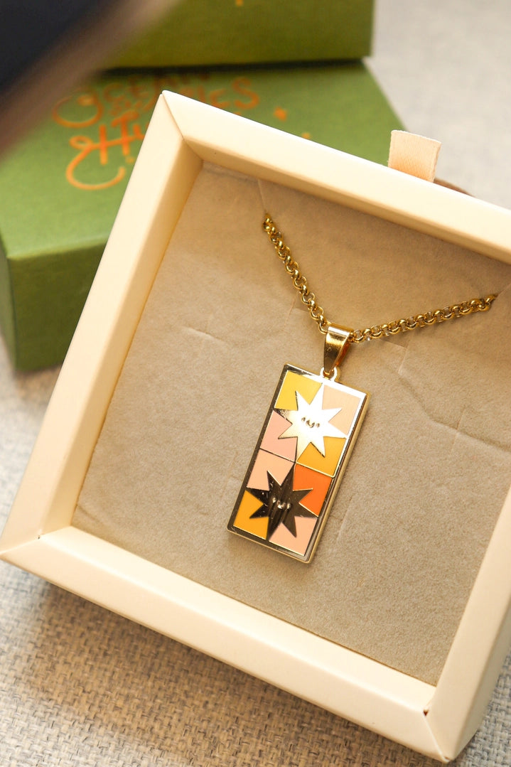 Stardust Tile Enamel Pendant Necklace