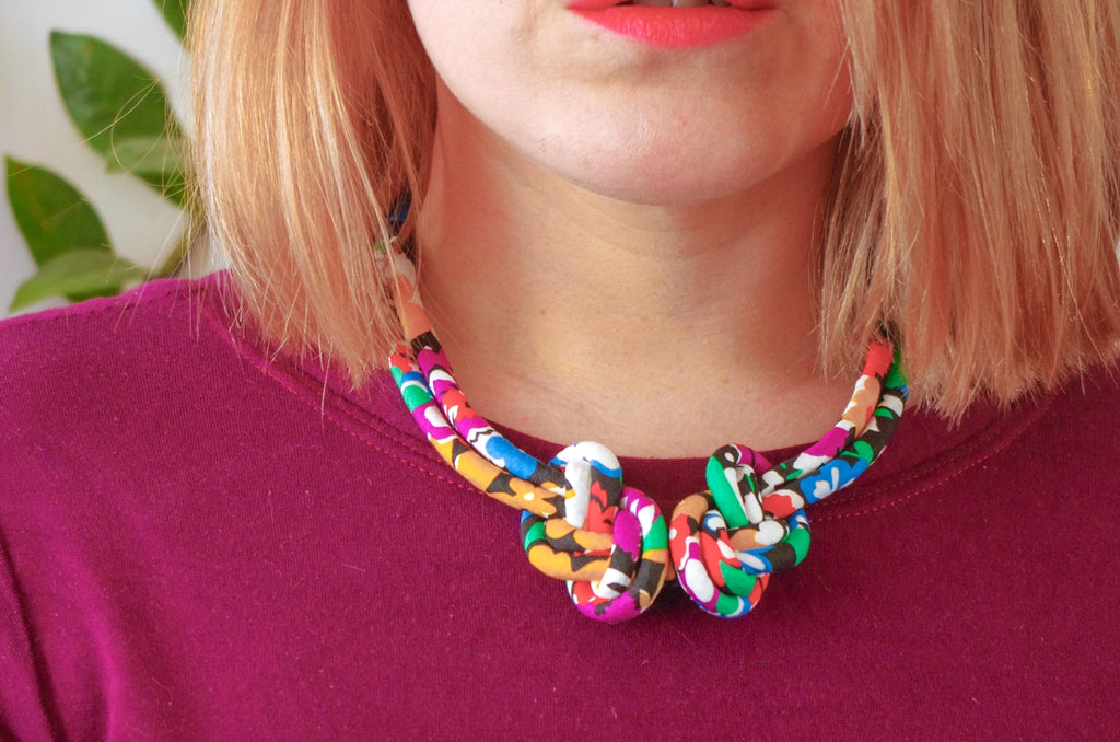Eight Knot Cord Necklace in Liberty Prints