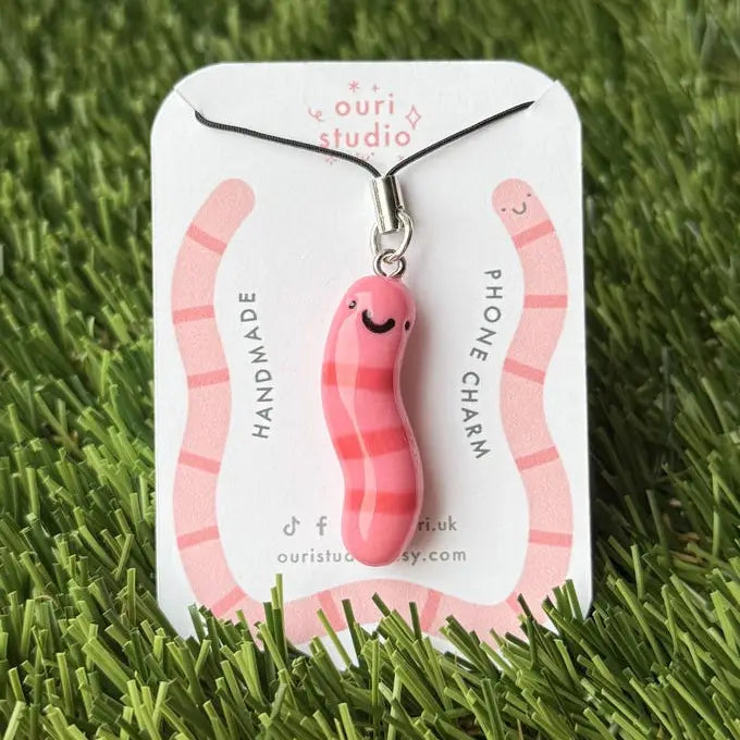 Handmade Worm Phone Charm