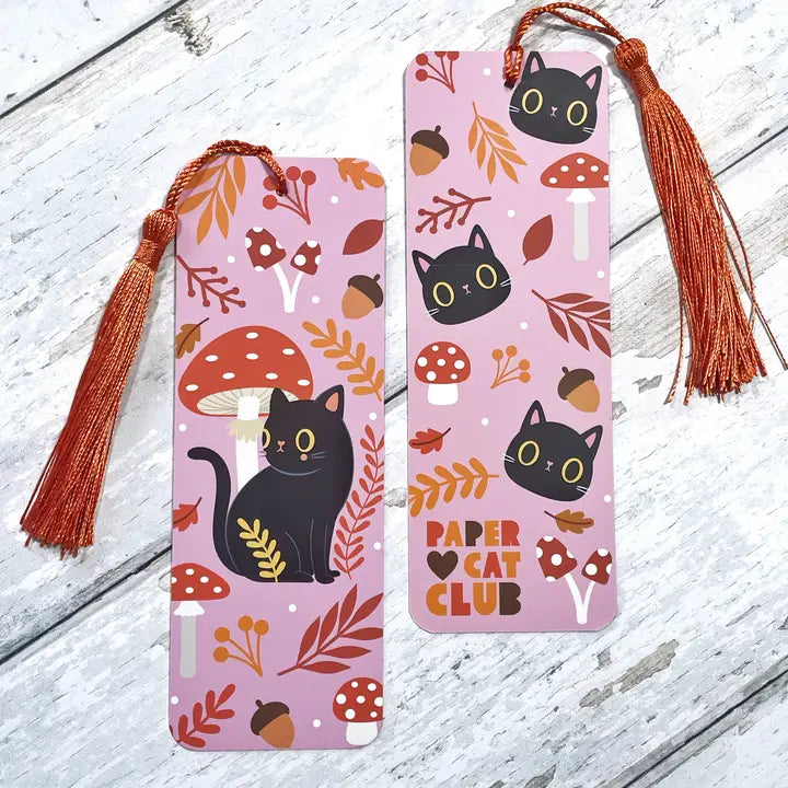 Autumn Vibes Black Cat Bookmark