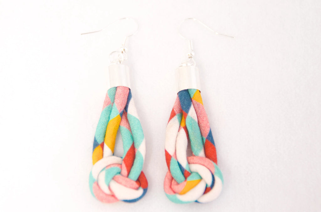 Colour Block Fabric Knot Earrings