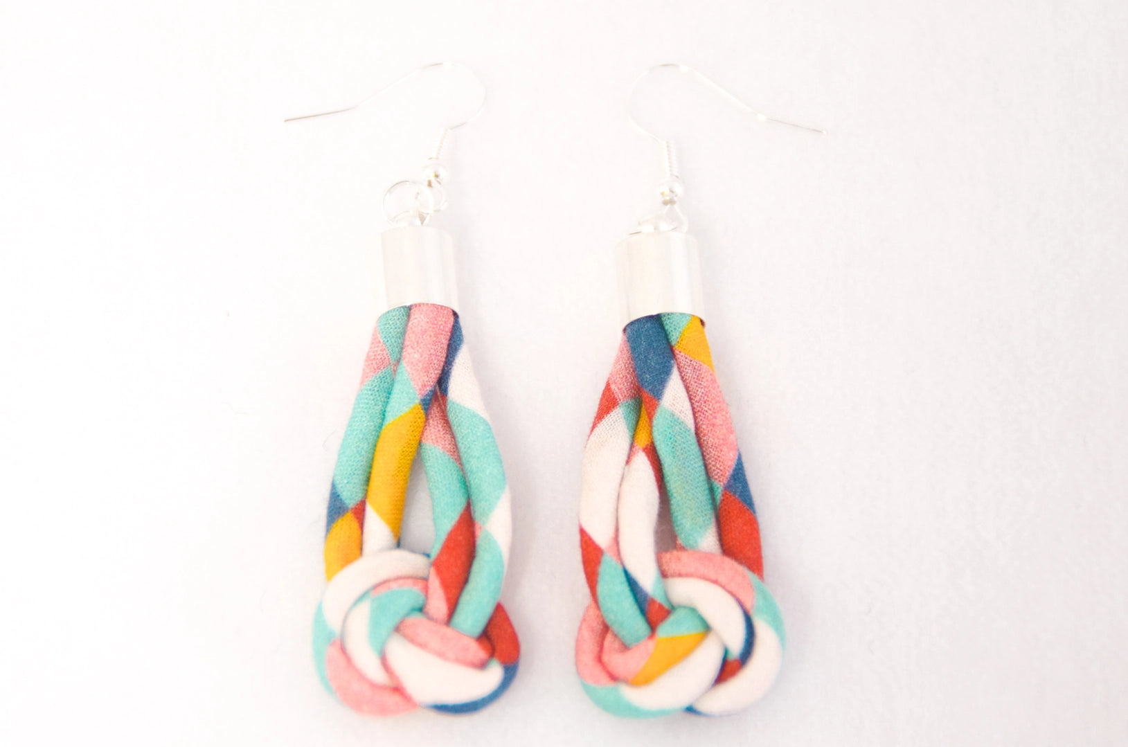 Colour Block Fabric Knot Earrings