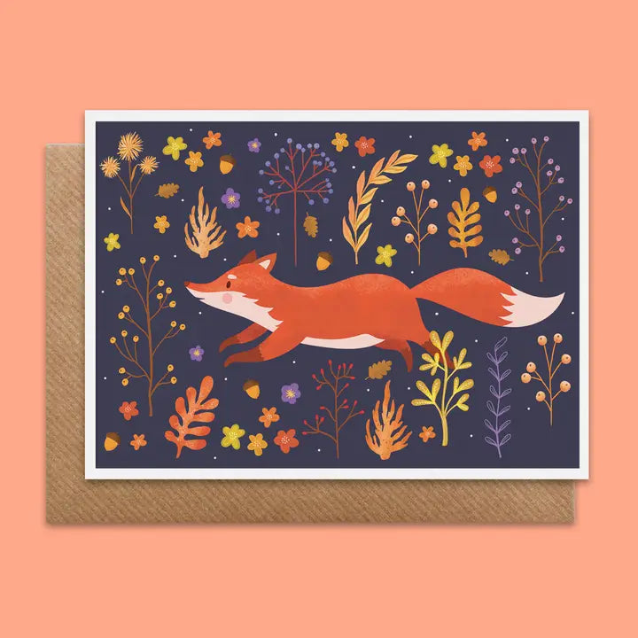 Autumn Fox Blank Greeting Card