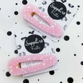 Pink & Silver Holographic Glitter Barrette Acrylic Hair Clip