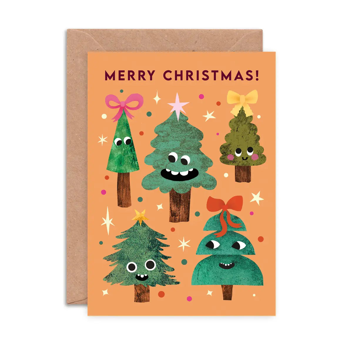 Christmas Tree Faces Greeting Card | Funny Christmas Card