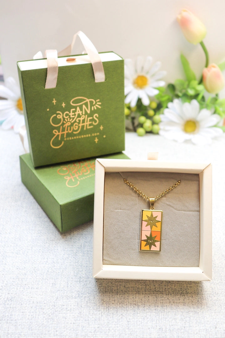 Stardust Tile Enamel Pendant Necklace