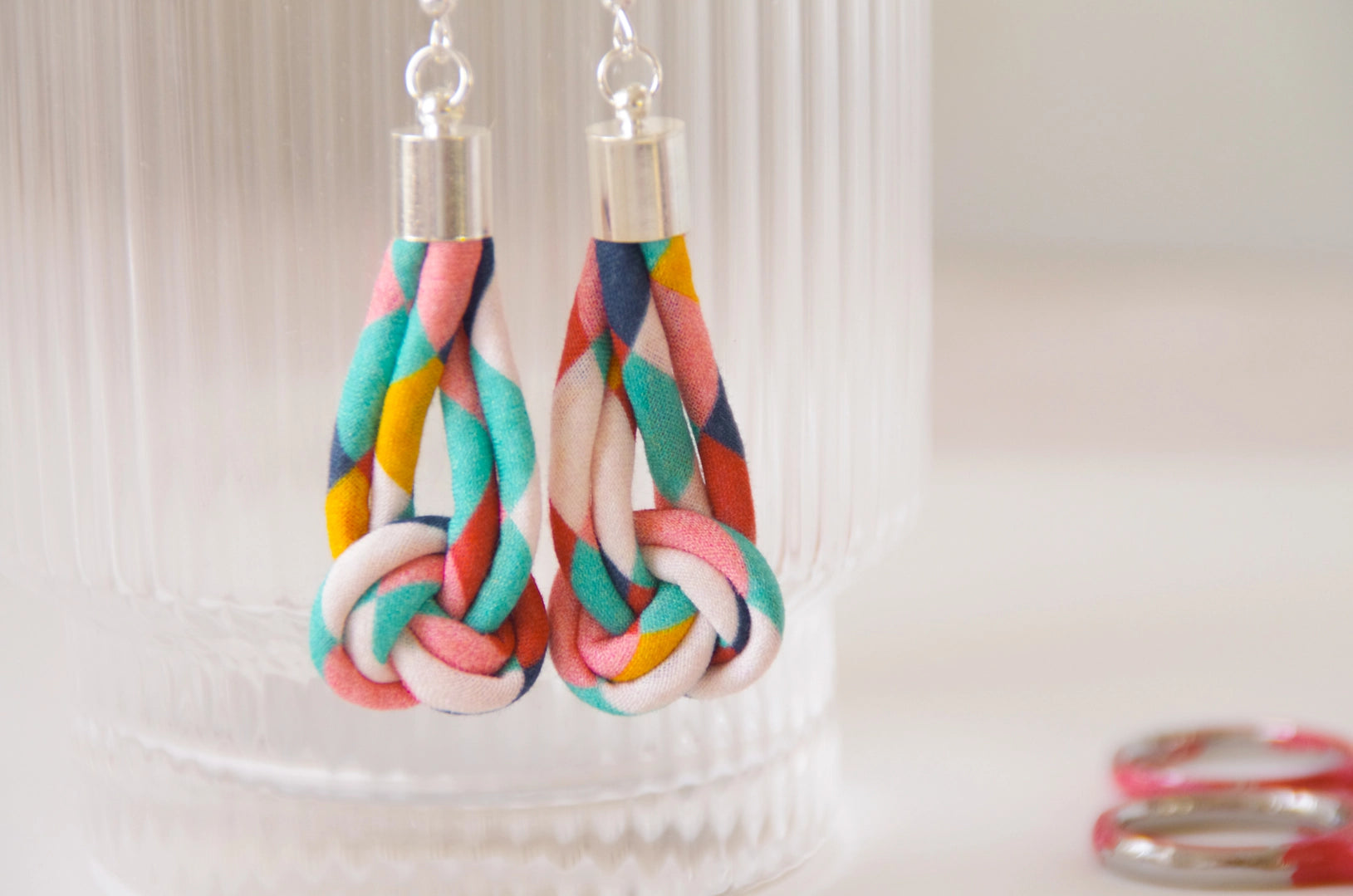Colour Block Fabric Knot Earrings