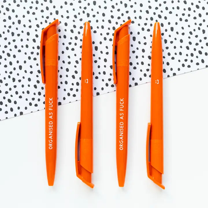 Organised As Fuck Orange Recycled Eco Ballpoint Click Pen