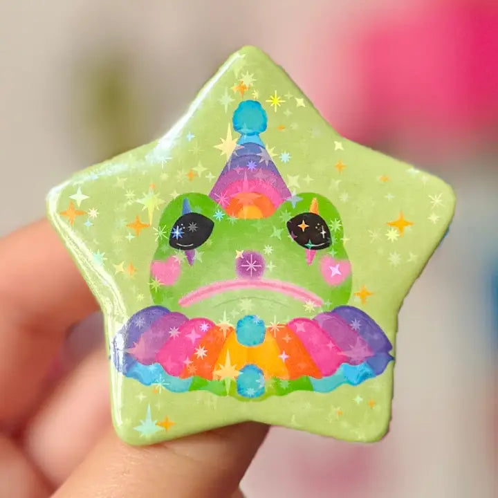 Clown Frog Holographic Badge