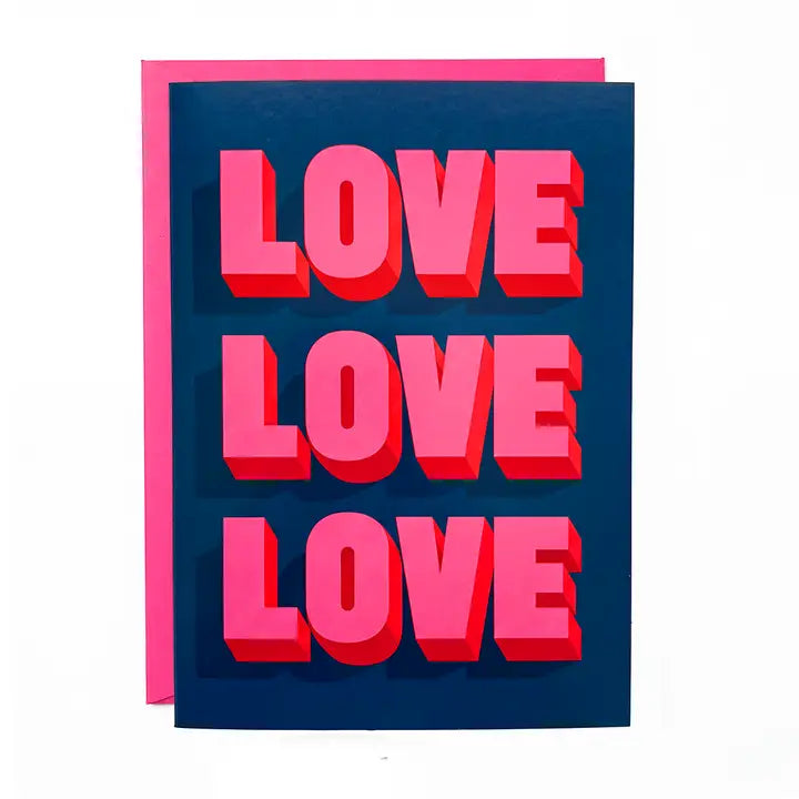 Love Love Love Hand-Drawn Card