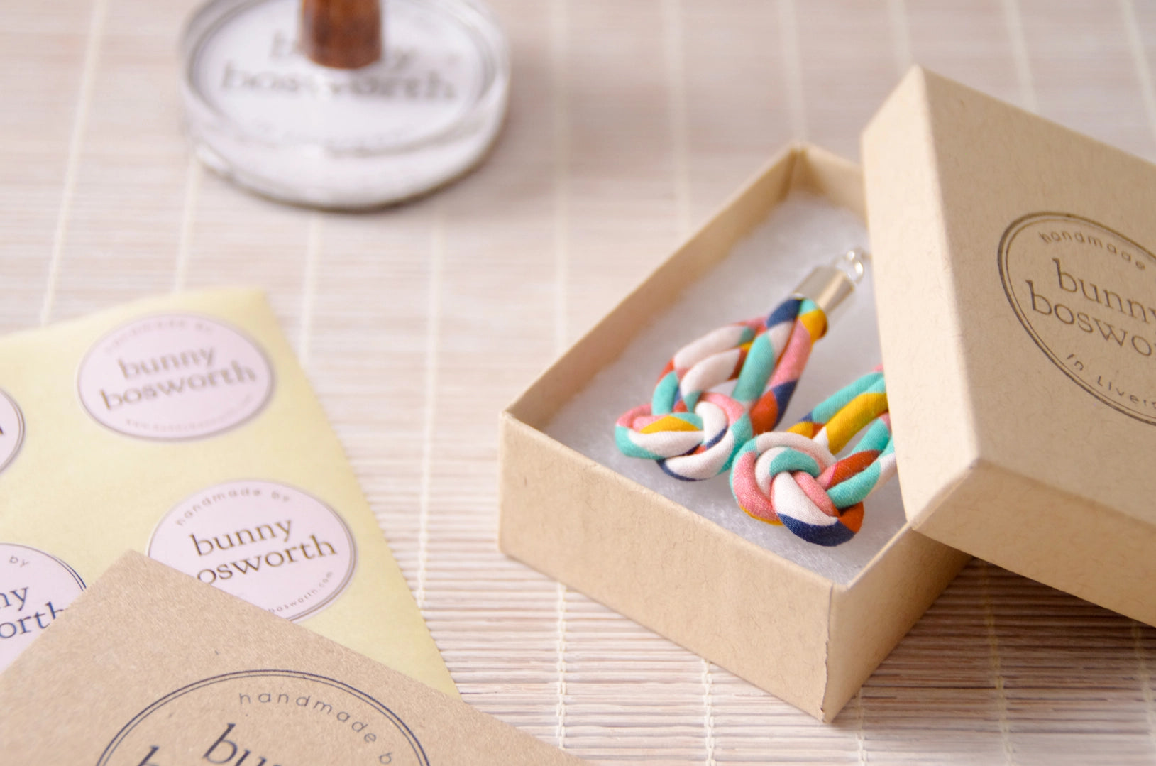 Colour Block Fabric Knot Earrings