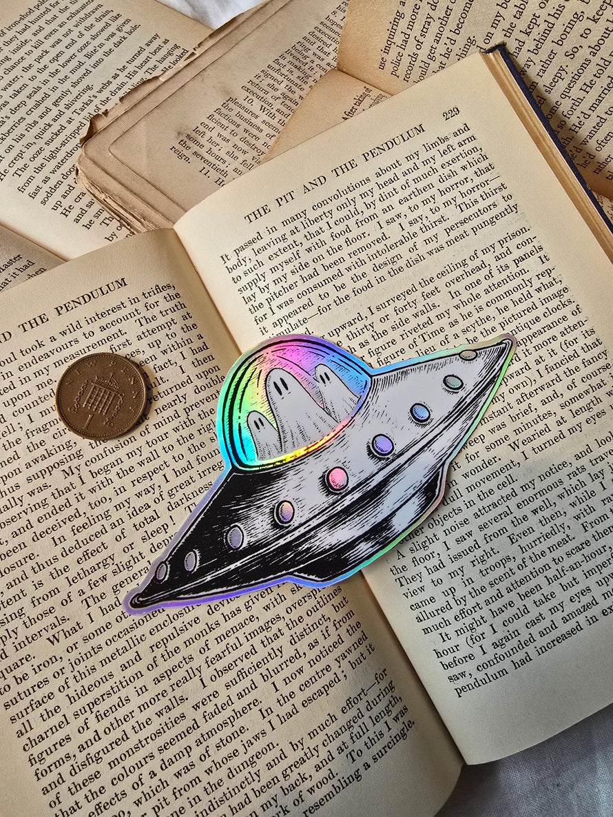 Unidentified Flying Ghosties Holographic Sticker