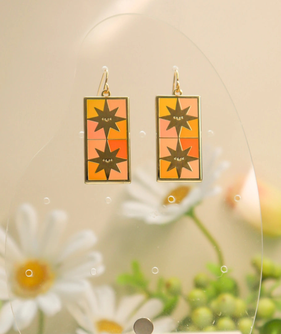 Stardust Tile Enamel Earrings