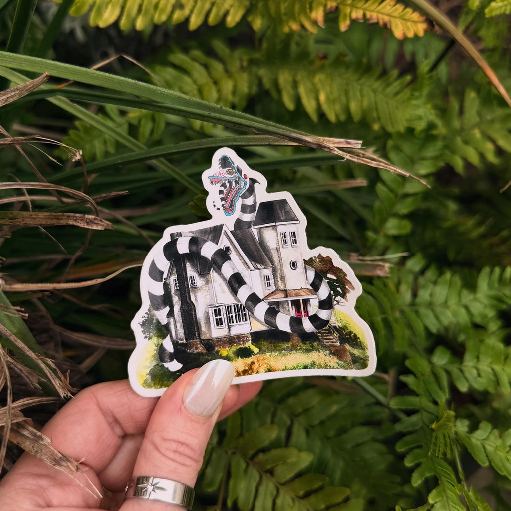 Bj House, Watercolour Haunted House Sticker