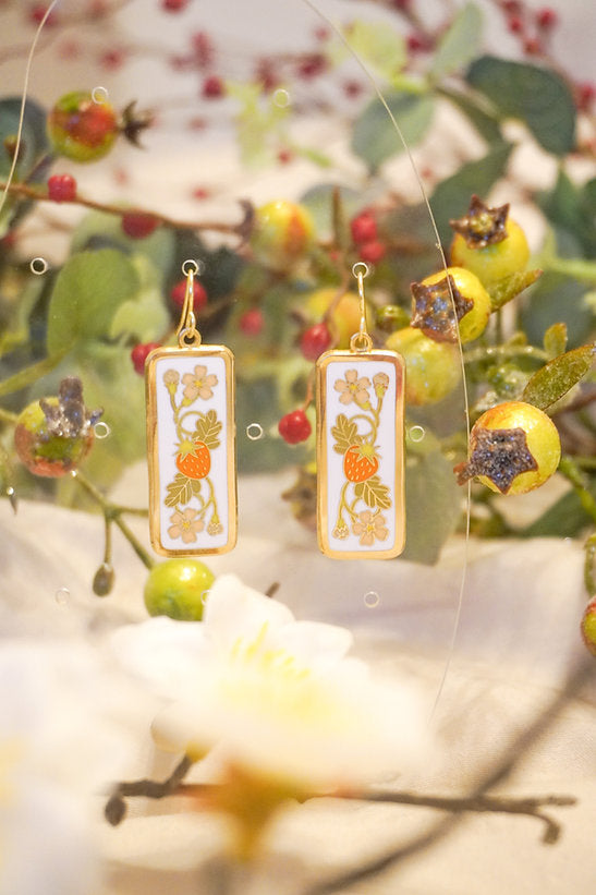 Strawberry Fields Enamel Earrings