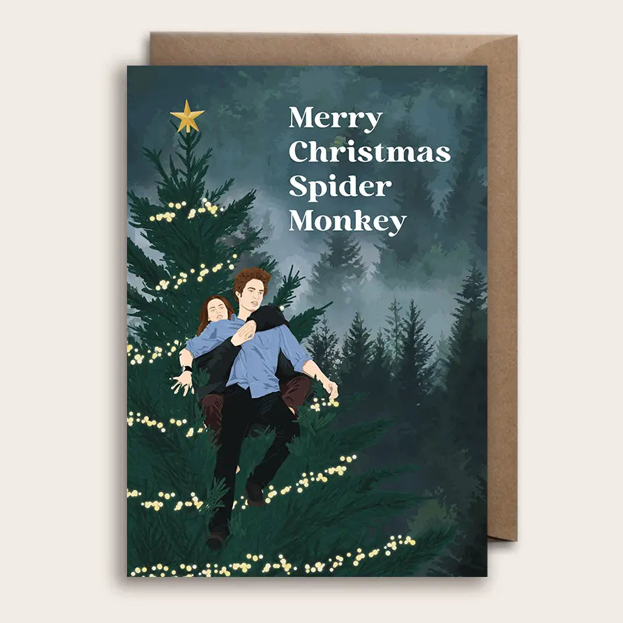 Twilight Christmas Card - Hold On Tight, Spider Monkey