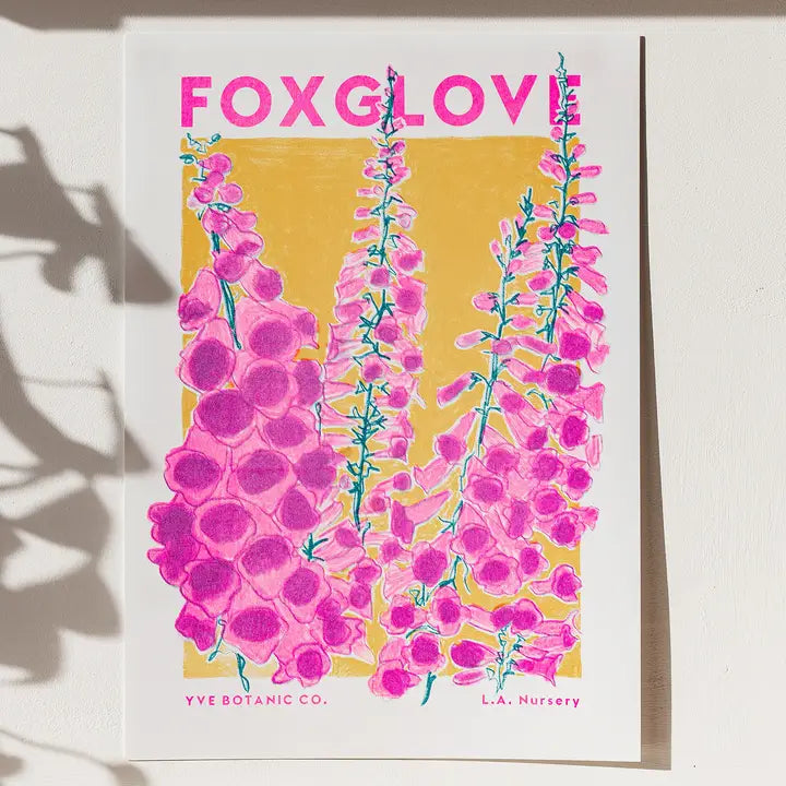 Foxglove Flower Risograph A4 Print