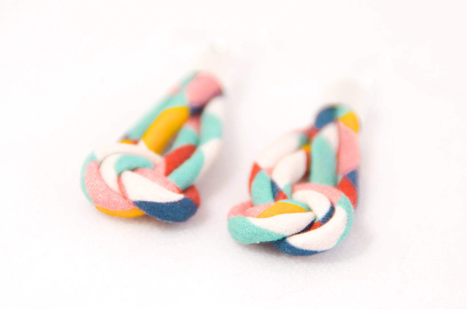 Colour Block Fabric Knot Earrings