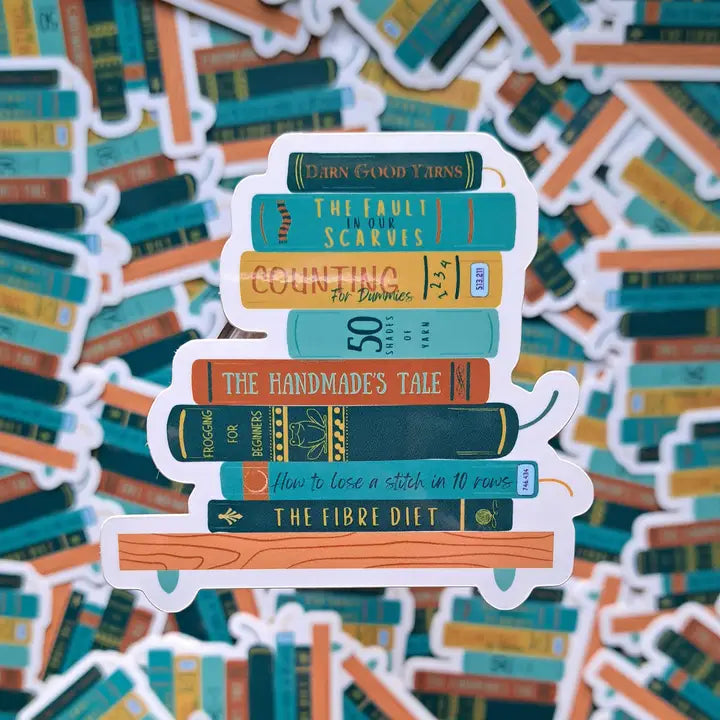 Crochet Bookstack Sticker