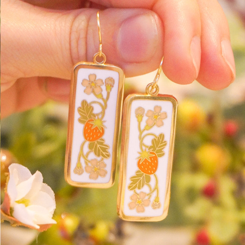 Strawberry Fields Enamel Earrings