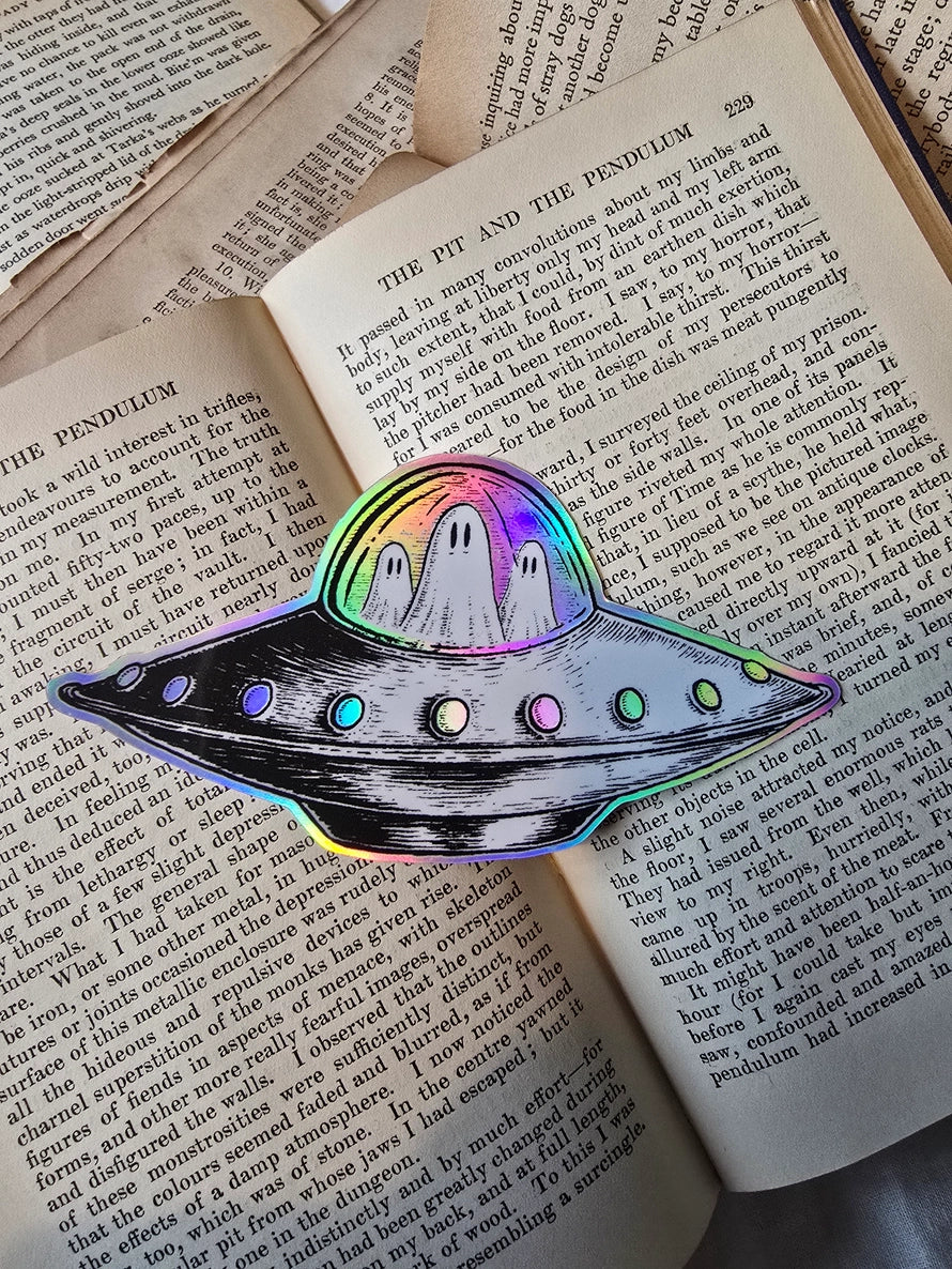 Unidentified Flying Ghosties Holographic Sticker