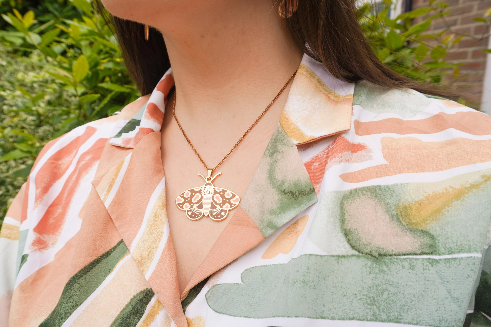 Moth Enamel Pendant Necklace