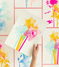 Daffodil Mono Fluoro Pink + Sunflower Yellow + Mint Risograph Print