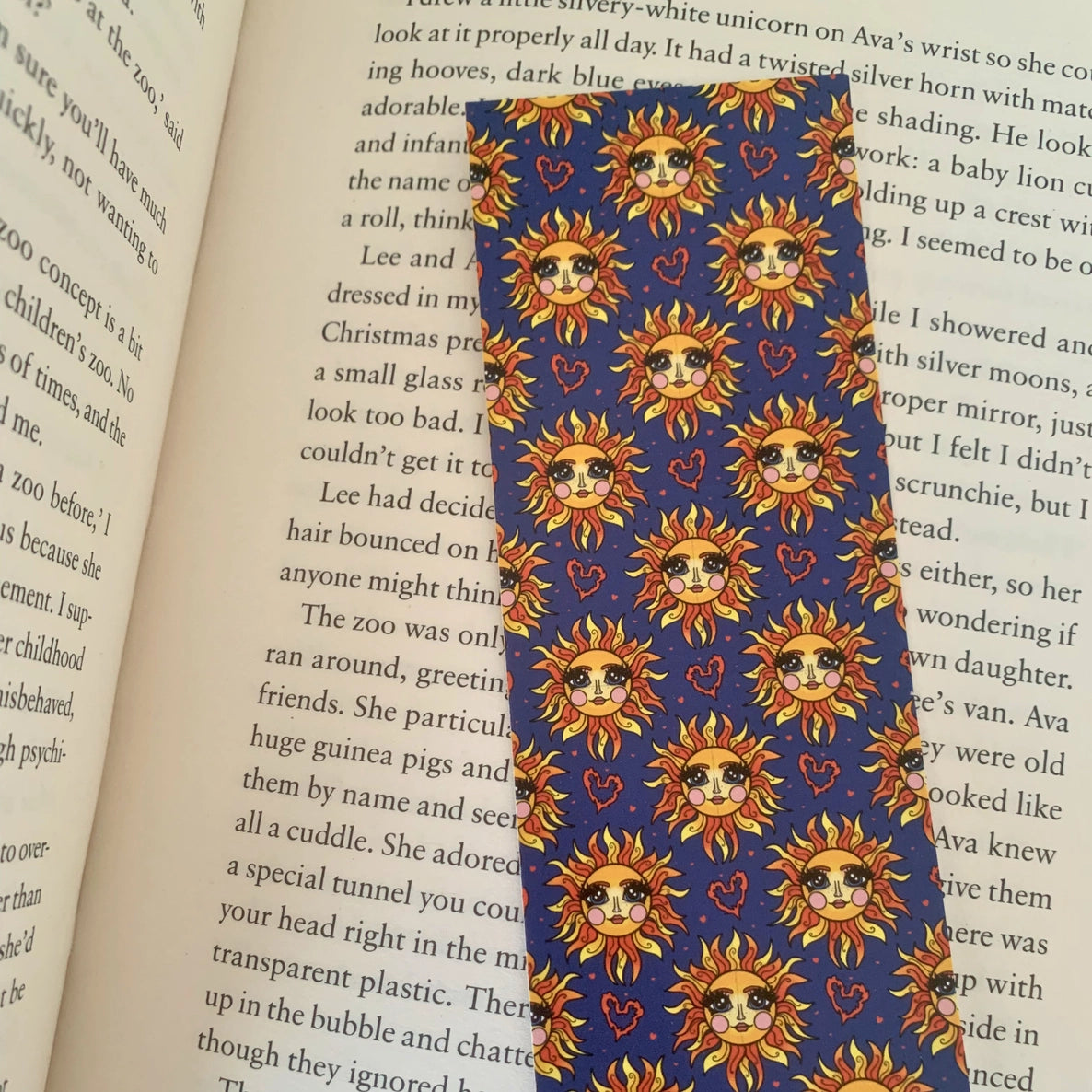 90's Whimsical Wavy Sun Navy Bookmark