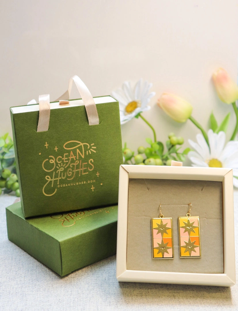 Stardust Tile Enamel Earrings