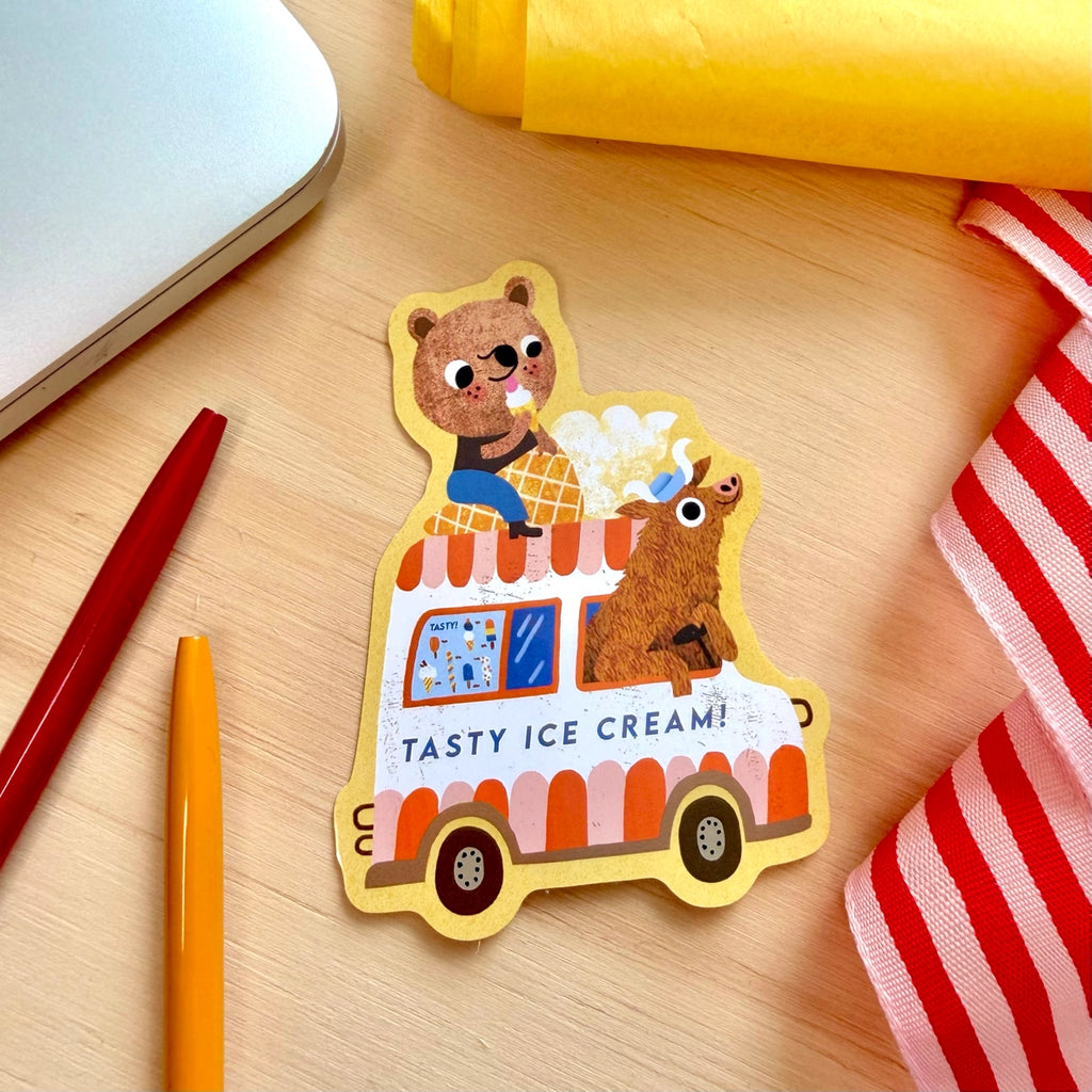 Ice Cream Van Vinyl Sticker | Cute Bear Decal