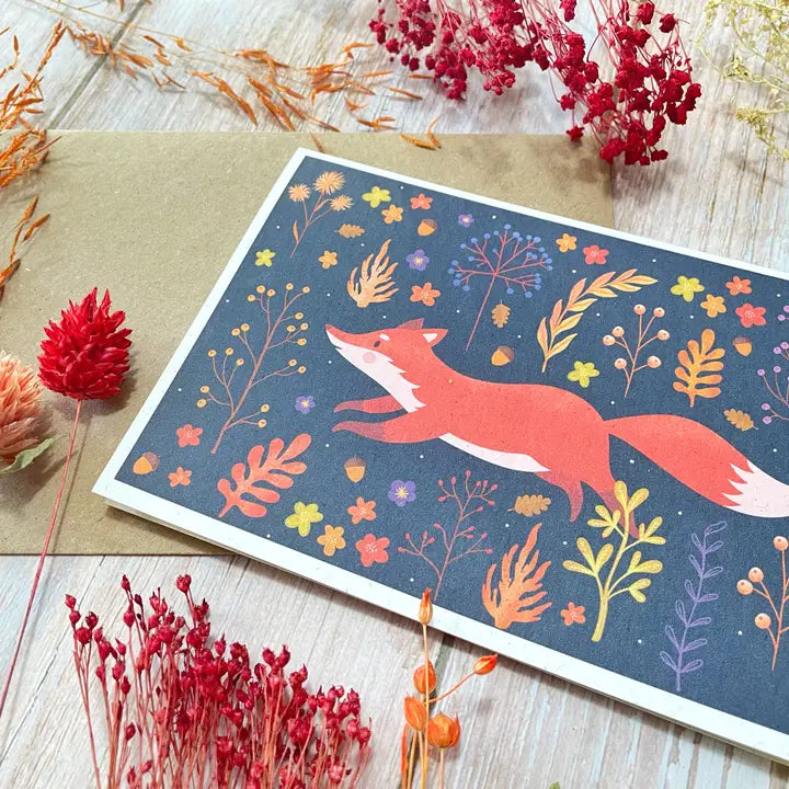 Autumn Fox Blank Greeting Card