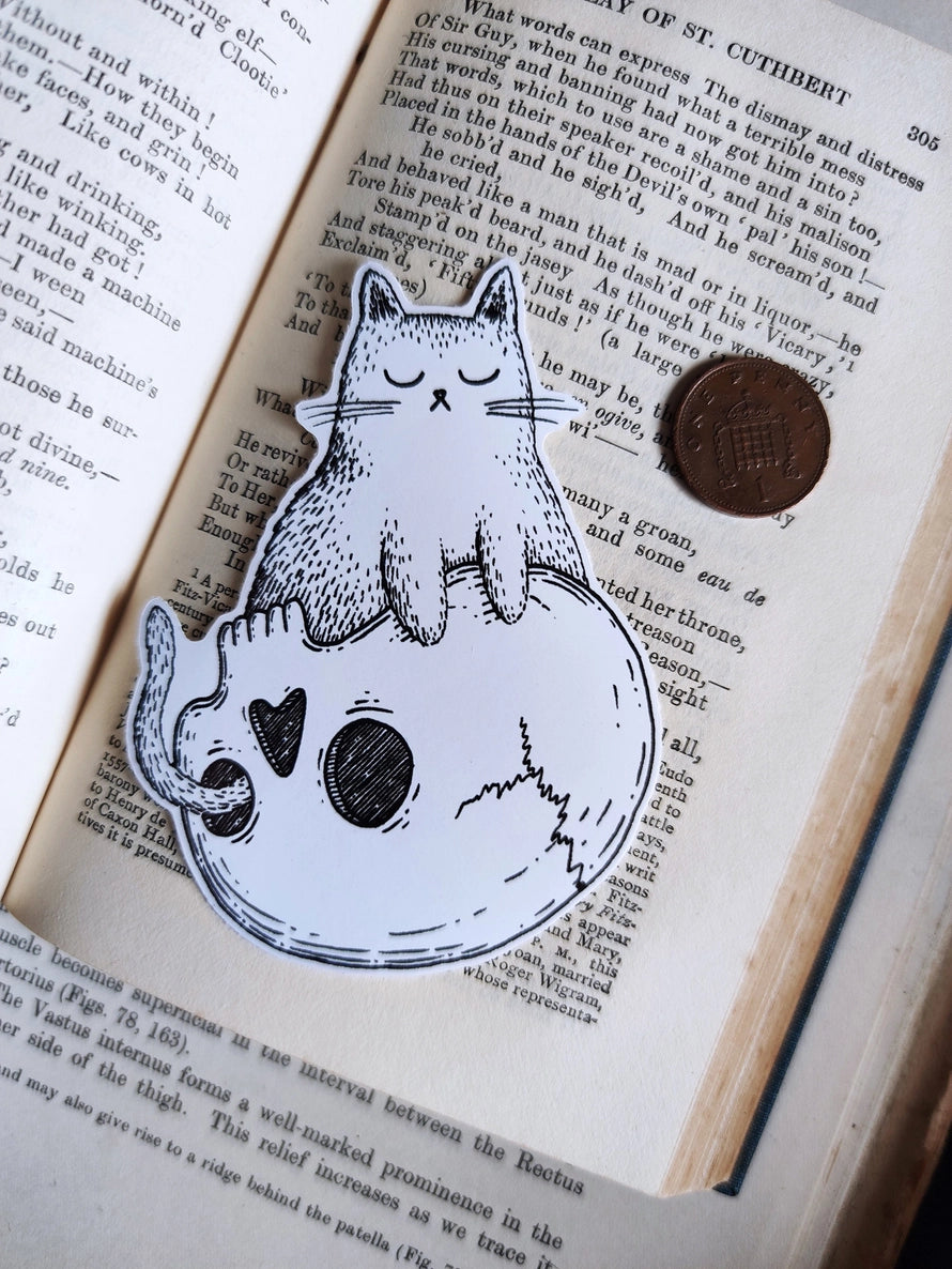 Skull Cat Vinyl Sticker