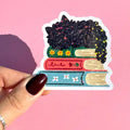 Cozy Nook Cat Book Vinyl Sparkly Sticker