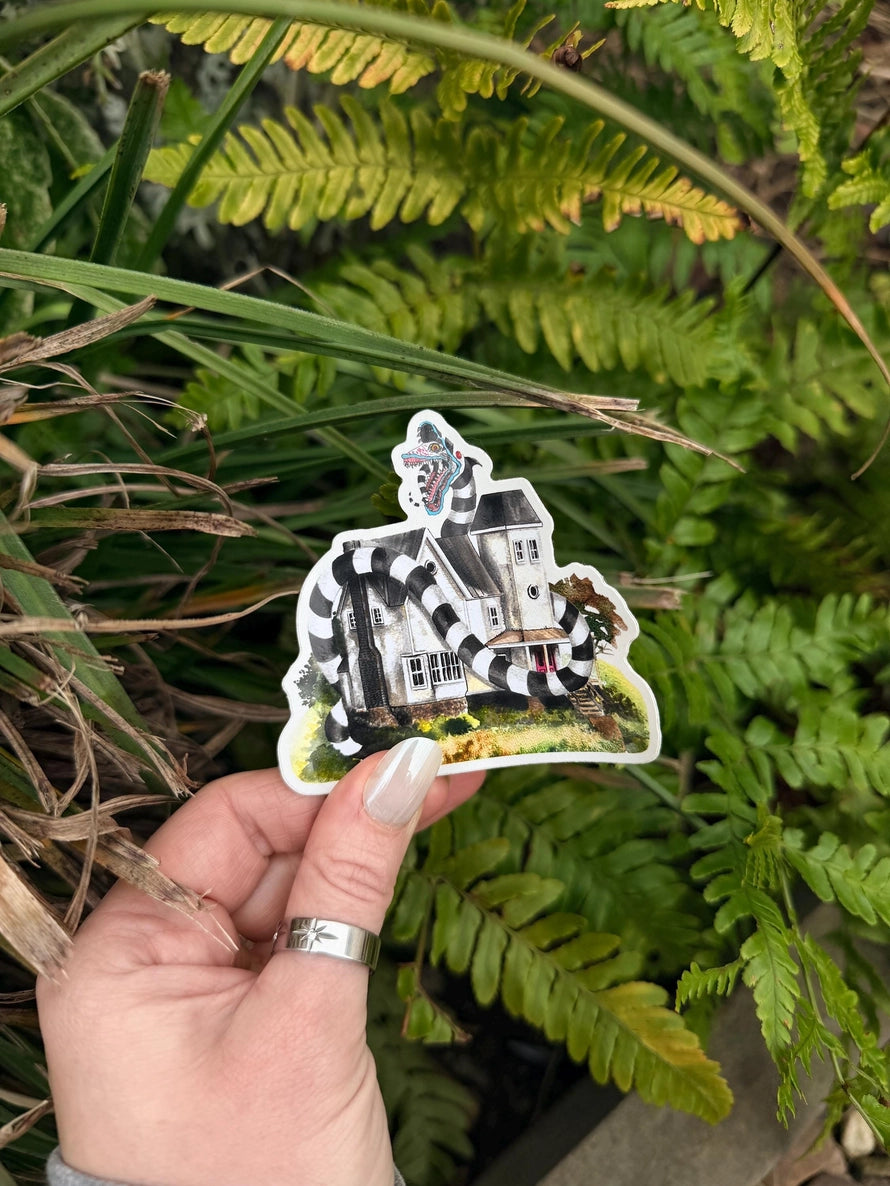 Bj House, Watercolour Haunted House Sticker