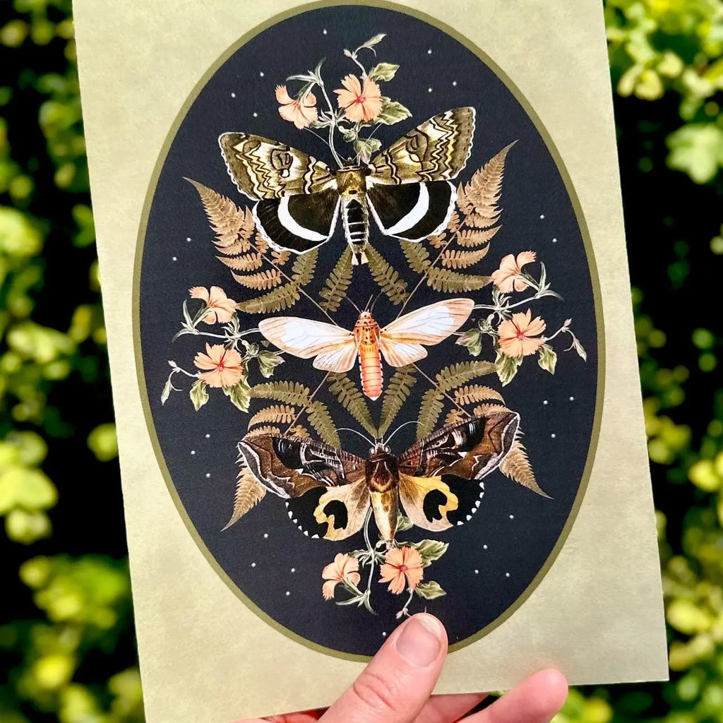 Magical Moths Fern Watercolour Archival Fine Art Print