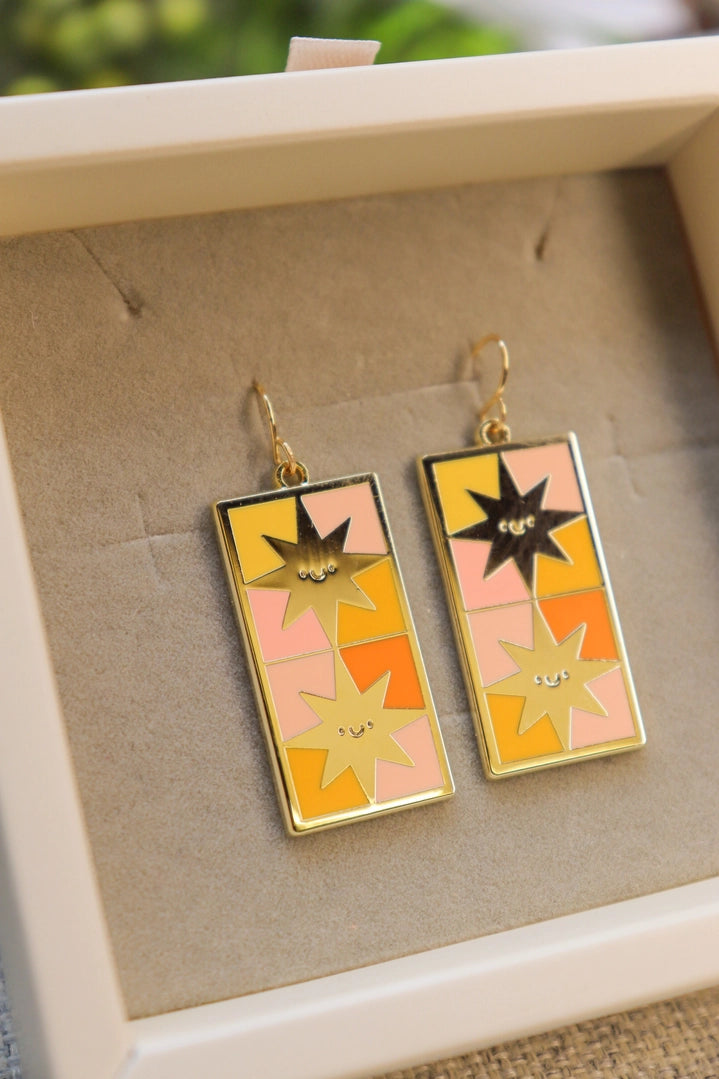 Stardust Tile Enamel Earrings