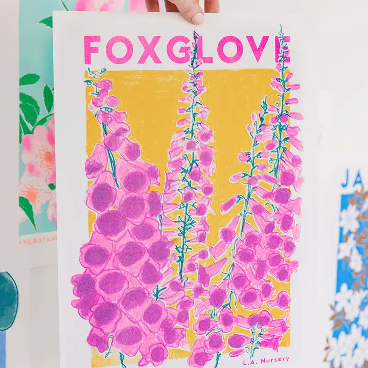Foxglove Flower Risograph A4 Print